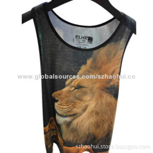 Men's new design fashionable singlet with plastisol print, OEM brand is available